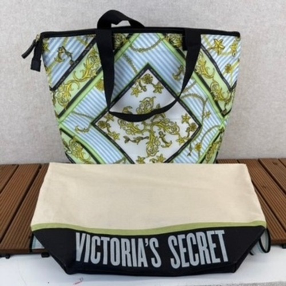 Victoria's Secret Canvas Tote and Nautical Insulated Cooler Bag Set
